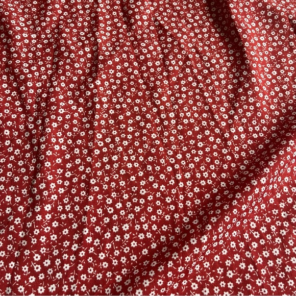 Shein Curve Plus Size Wrap Skirt Red Floral Print Midi Skirt Women’s 1XL - Picture 7 of 8